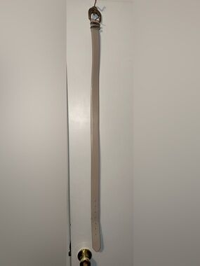 Nine West Taupe Leather Belt with Gold Buckle